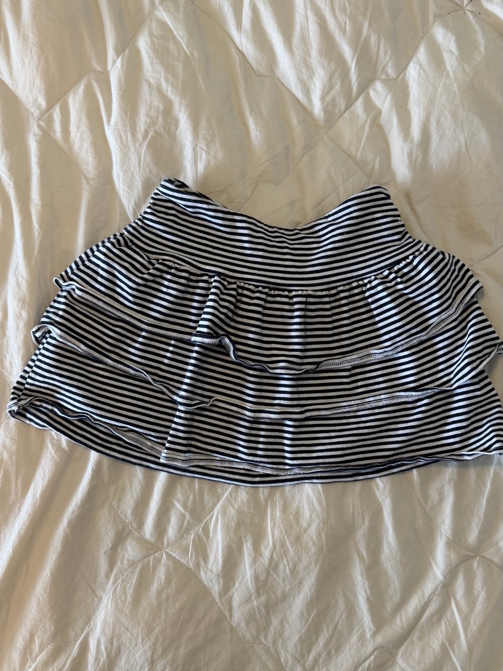 Hollister Striped Navy and White Tiered Ruffle Skort
